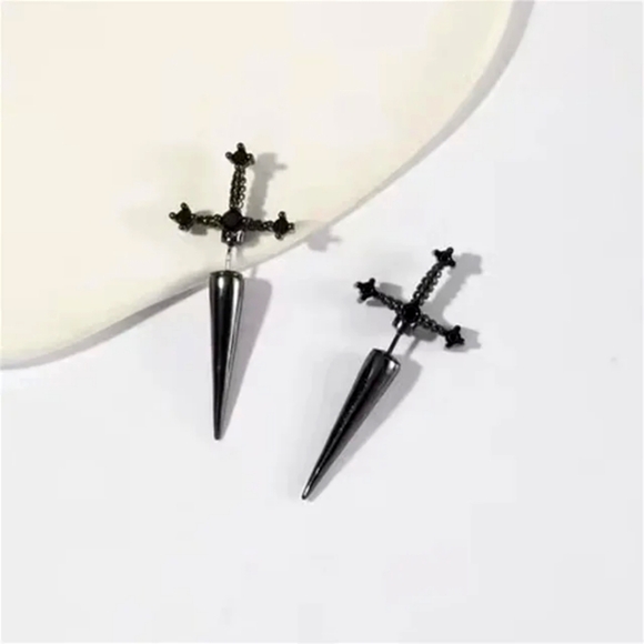 Gothic Punk Sword Earrings / Various Colors - Picture 4 of 7
